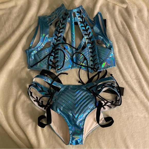 Dolls Kill Other Dolls Kill Club Exx Blue Iridescent Holographic